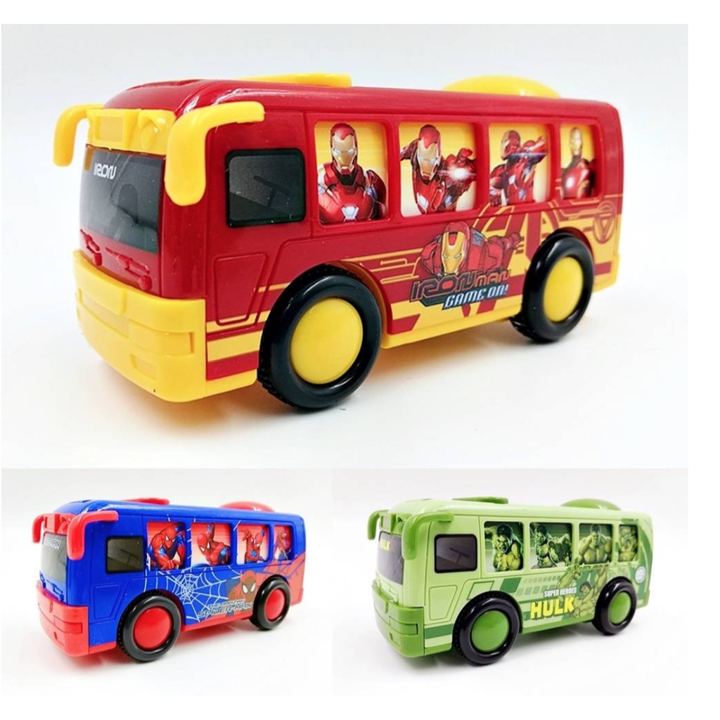 Xe mô hình oto quán tính chạy đà, chạy trớn bus hình Avengers. Nhựa an toàn -KS-958-3C