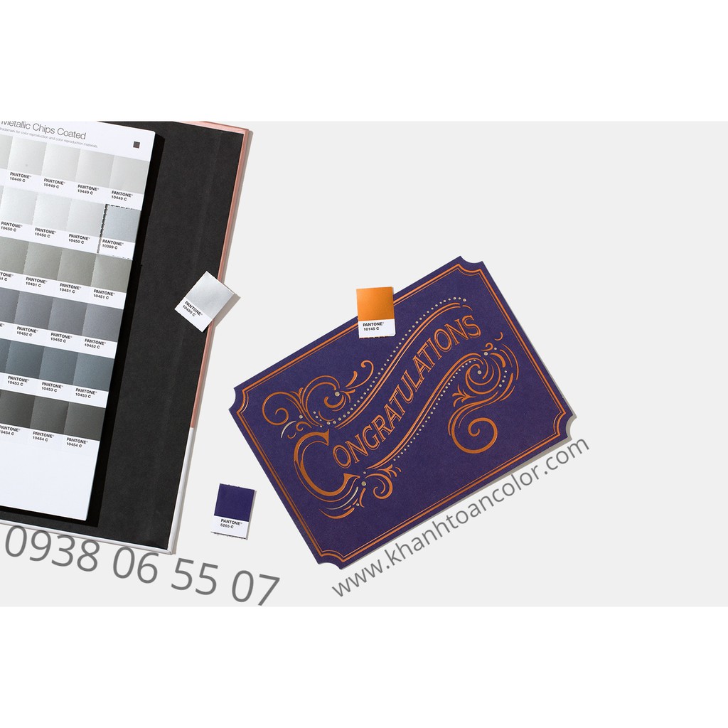 (CHÍNH HÃNG) Bảng màu Pantone Metallics Chip Book Coated GB1507A - Dạng cuốn để bàn với 655 màu / 1 màu 6 miếng xé được