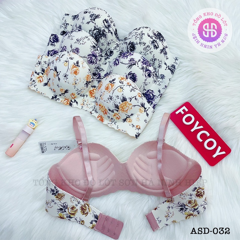 Áo ngực nữ - Áo lót nữ đúc su mút vừa 2,8cm không gọng hoạ tiết hoa nâng đẩy vòng 1 mã ASD-032