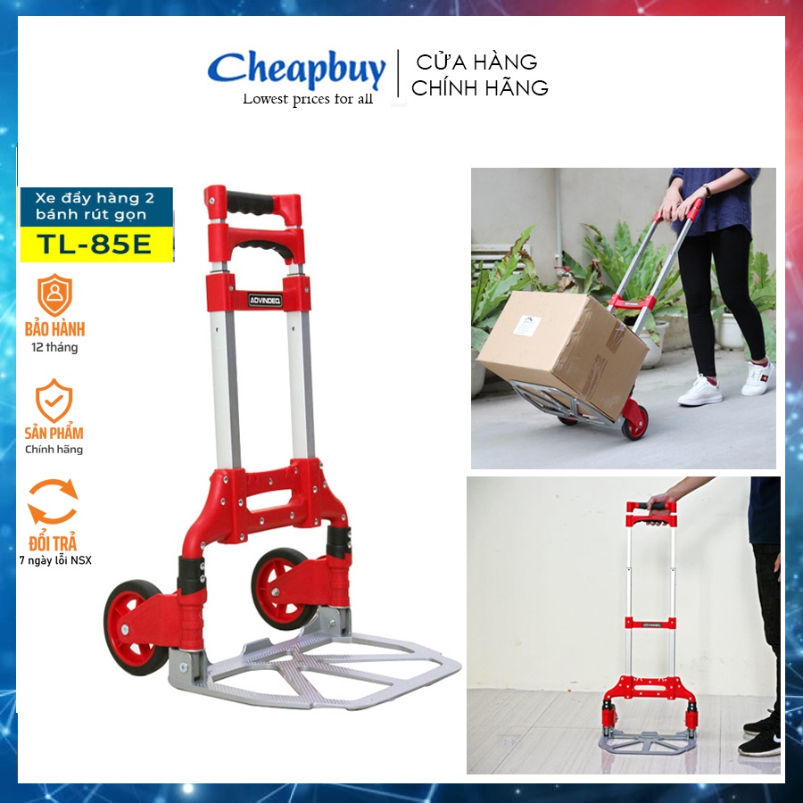 Xe đẩy hàng kéo hàng 2 bánh gấp gọn nhập khẩu chở 80kg Advindeq TL-85E  siêu nhẹ xách tay bảo hành 1 năm