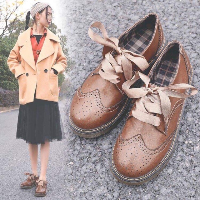 [ORDER] Giày oxford nơ lụa hoa văn vintage | BigBuy360 - bigbuy360.vn