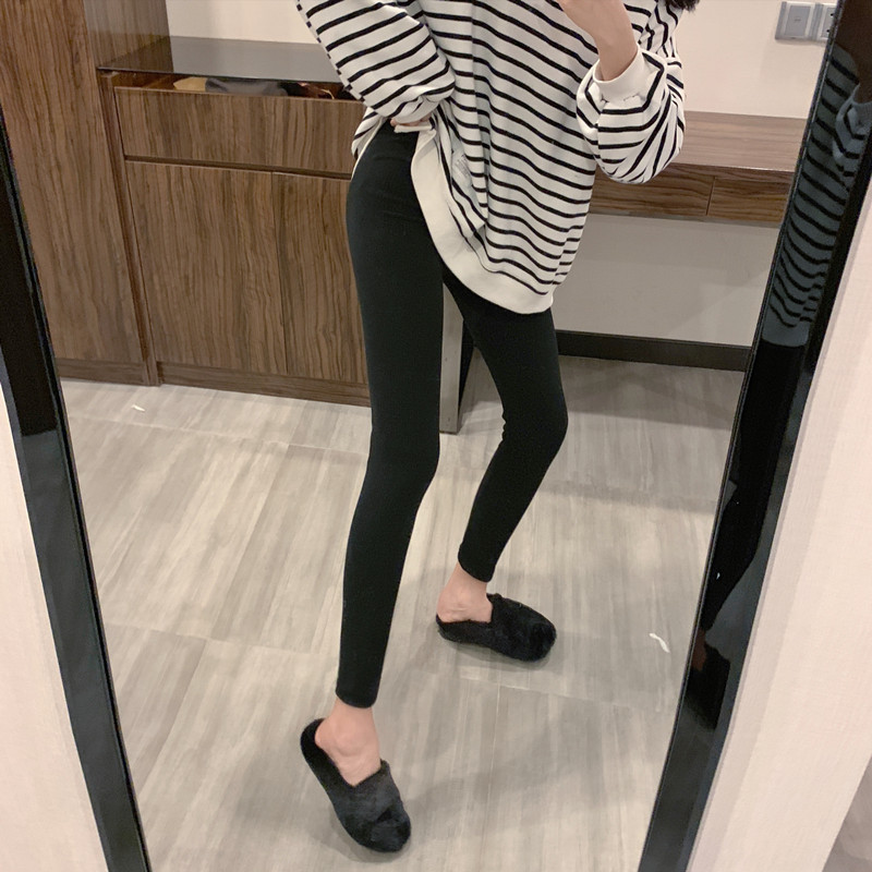 DUNEA Quần dài ôm dáng màu xám/ màu đen phong cách Hàn Quốc thời trang cho nữ