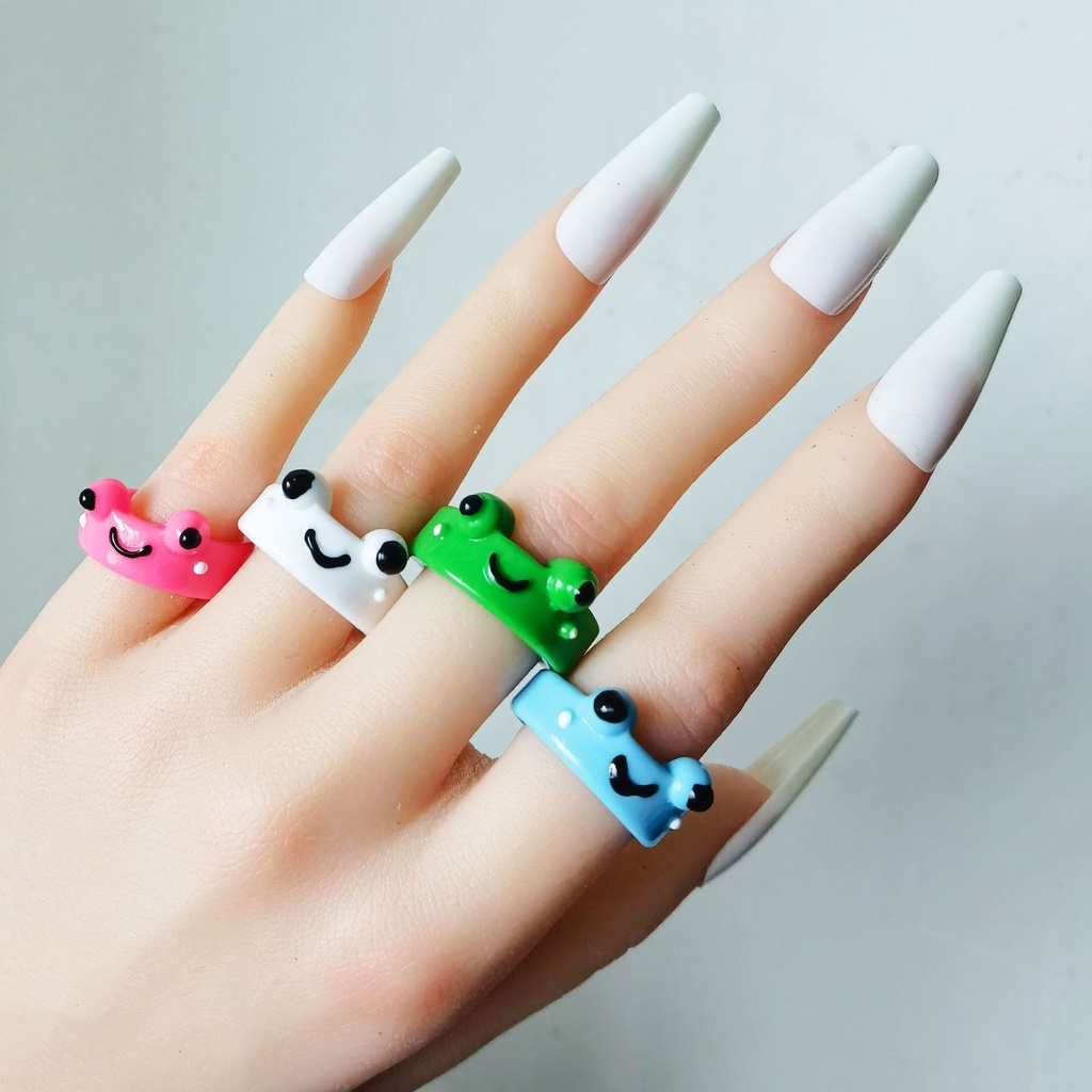 Nhẫn Acrylic Hình Chú Ếch Hoạt Hình Đơn Giản Phong Cách Âu Mỹ Thời Trang Mùa Hè Cho Nữ