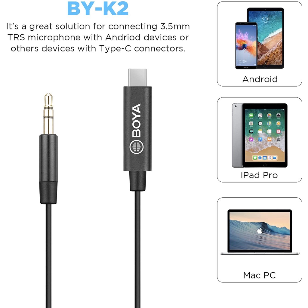 BOYA BY-K2 - Cáp chuyển đổi từ 3.5mm TRS sang Type-C