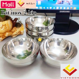 Bát inox 2 lớp sus 304 vietcook cách nhiệt cao cấp đủ size 11, 12, 13, 14, 15, 16, 17, 18 cm