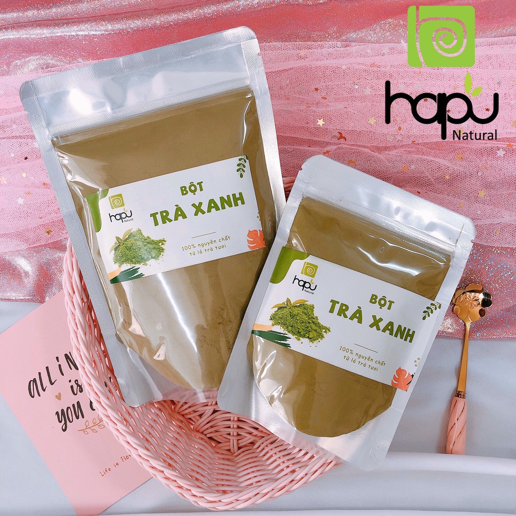 Combo Chuyên da mụn Ngũ hoa hạt, Trà xanh, Diếp cá HaPu Organic Mặt Nạ Bột Thiên Nhiên Hapuganic