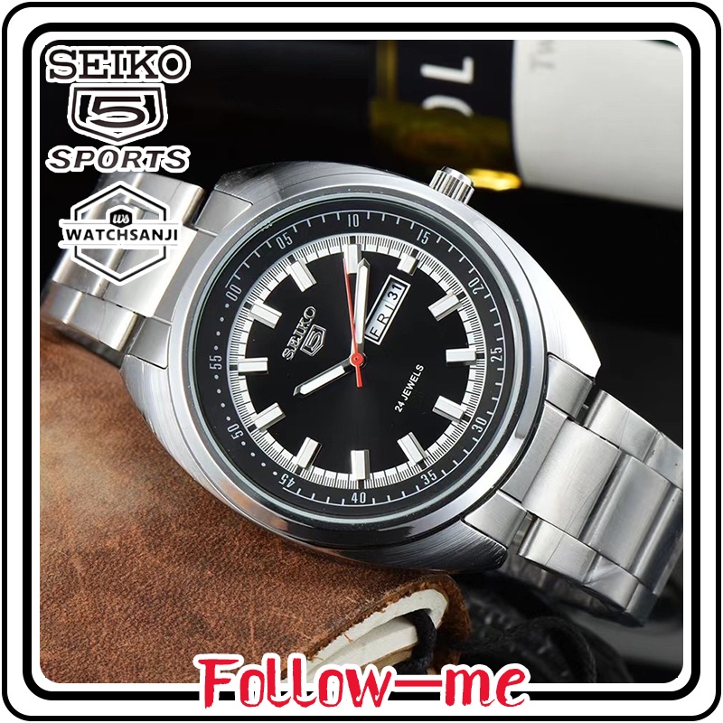 new top brand men's watches original sale Seiko 5 21 jewels automatic luminous waterproof wrist watch for men black dial dual calendar stainless steel2022