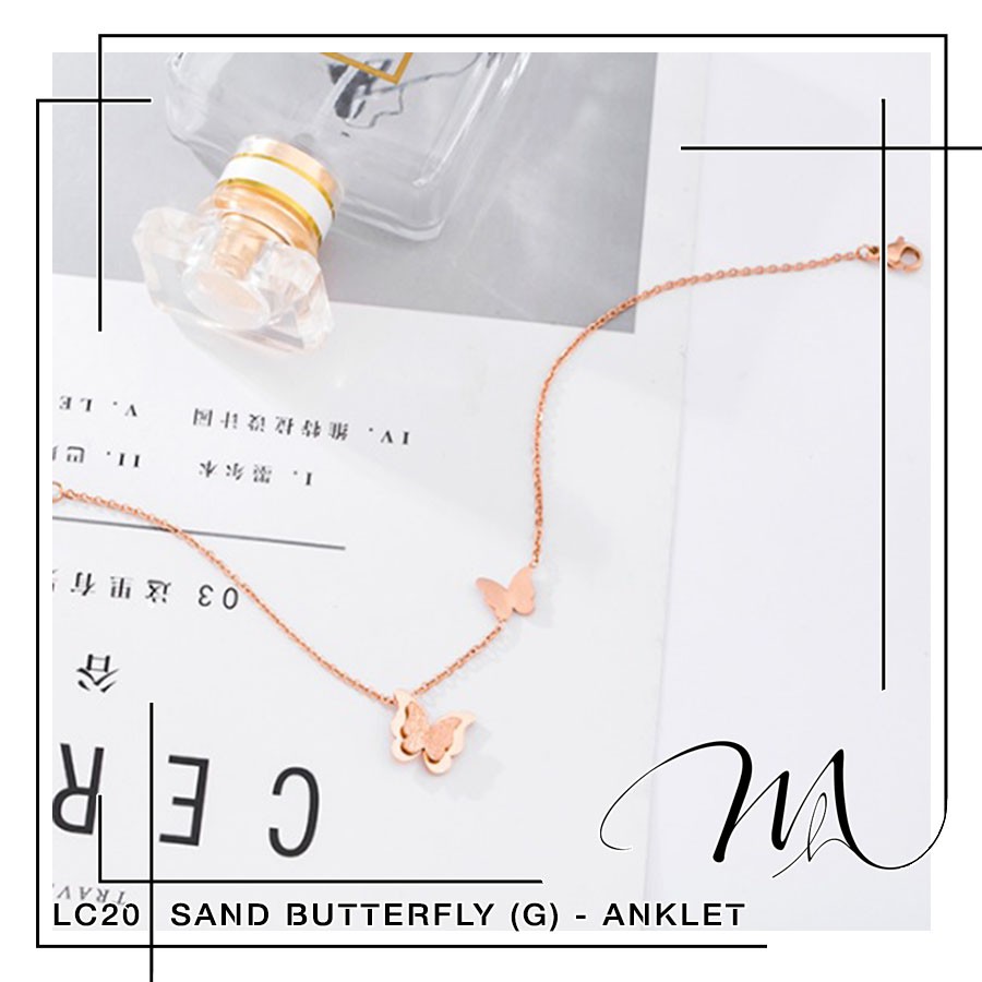 Lắc chân nữ Titan hình cánh bướm phủ kim tuyến lấp lánh dễ thương - LC20