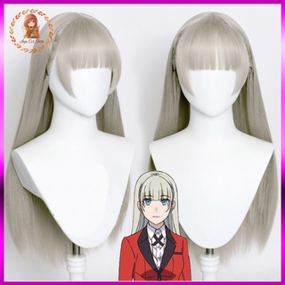[order] wig/tóc giả màu xám cosplay Ririka Momobami Kakegurui học viện đỏ đen cờ bạc