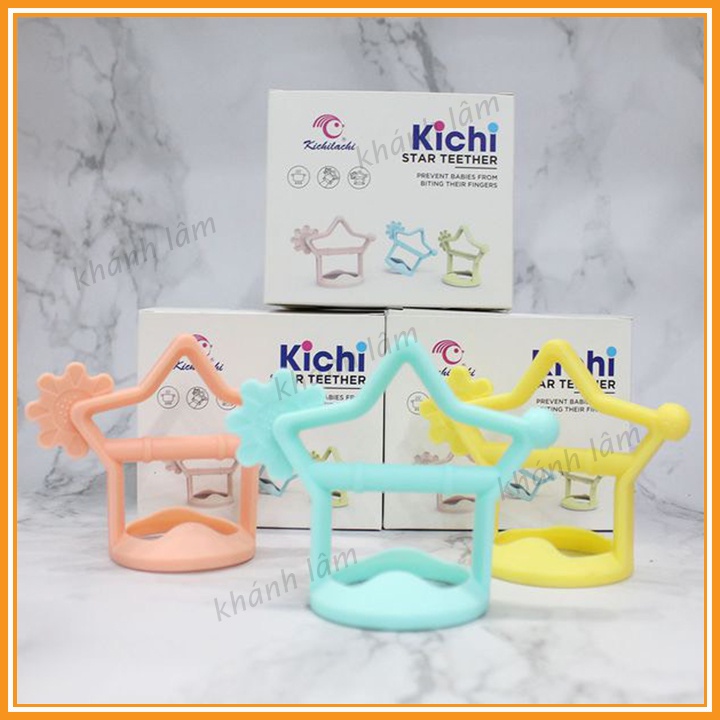 Gặm Nướu Cho Bé Kichilachi Hình Ngôi Sao,Chất Liệu 100% Slicone, Có Quai Cầm Chống Rơi, Cho Bé 3 Tháng Trở Lên