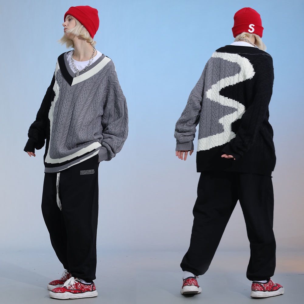 Hàng Mới Về!Áo Sweater Dệt Kim Dáng Rộng Phong Cách Hàn Quốc Thời Trang Thu Đông Cho Nam