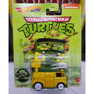 Xe mô hình đồ chơi bánh cao su hotwheels 1:64 premium - turtles - party wagon