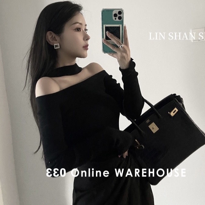 COZOK Áo len nữ cổ yếm dáng ôm tay cánh thiên nga