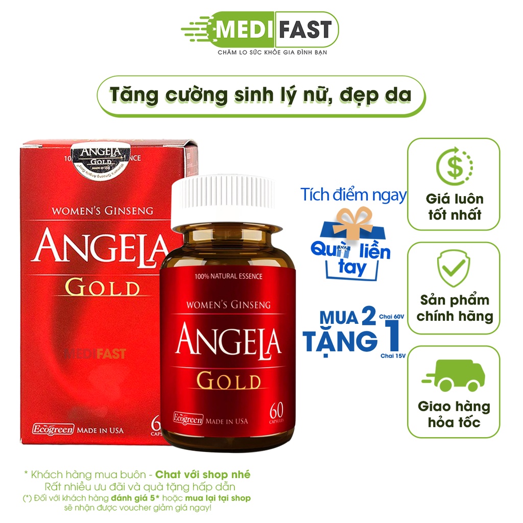 Sâm Angela Gold hỗ trợ tăng cường sinh lý nữ giúp đẹp da, trẻ lâu - Có tem tích điểm