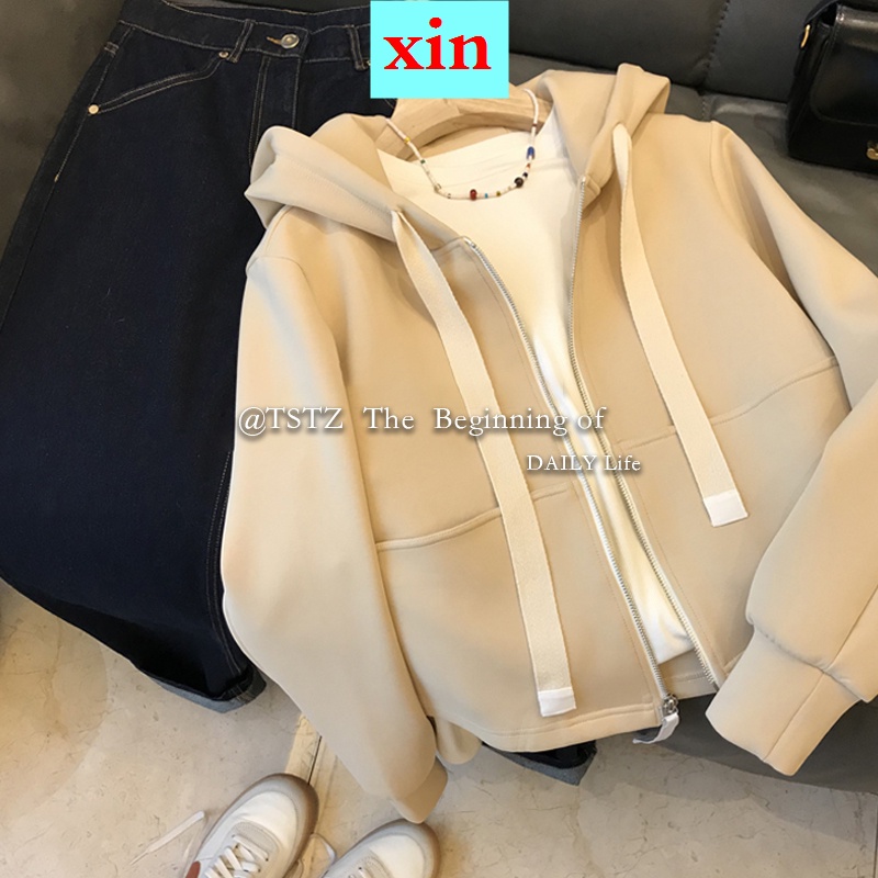 Áo khoác hoodie dáng ngắn thời trang thu đông cho nữ