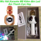 Micro Hát karaoke cầm tay kiêm loa Bluetooth M8 (Hồng) + móc khoá thông minh- Hàng nhập khẩu