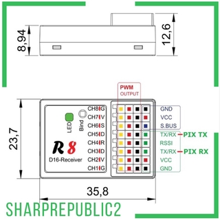 R8 Receiver for   D16 D8 PIX, PX4 Display the Flight Control