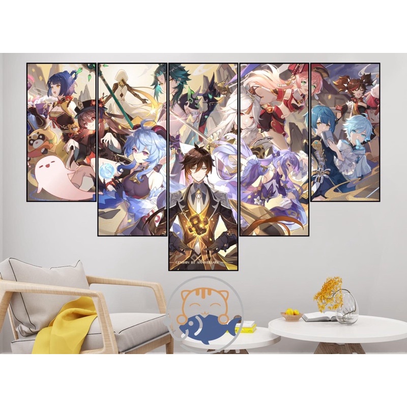 TRANH DÁN TƯỜNG trang trí decor phòng GENSHIN IMPACT - bộ 8