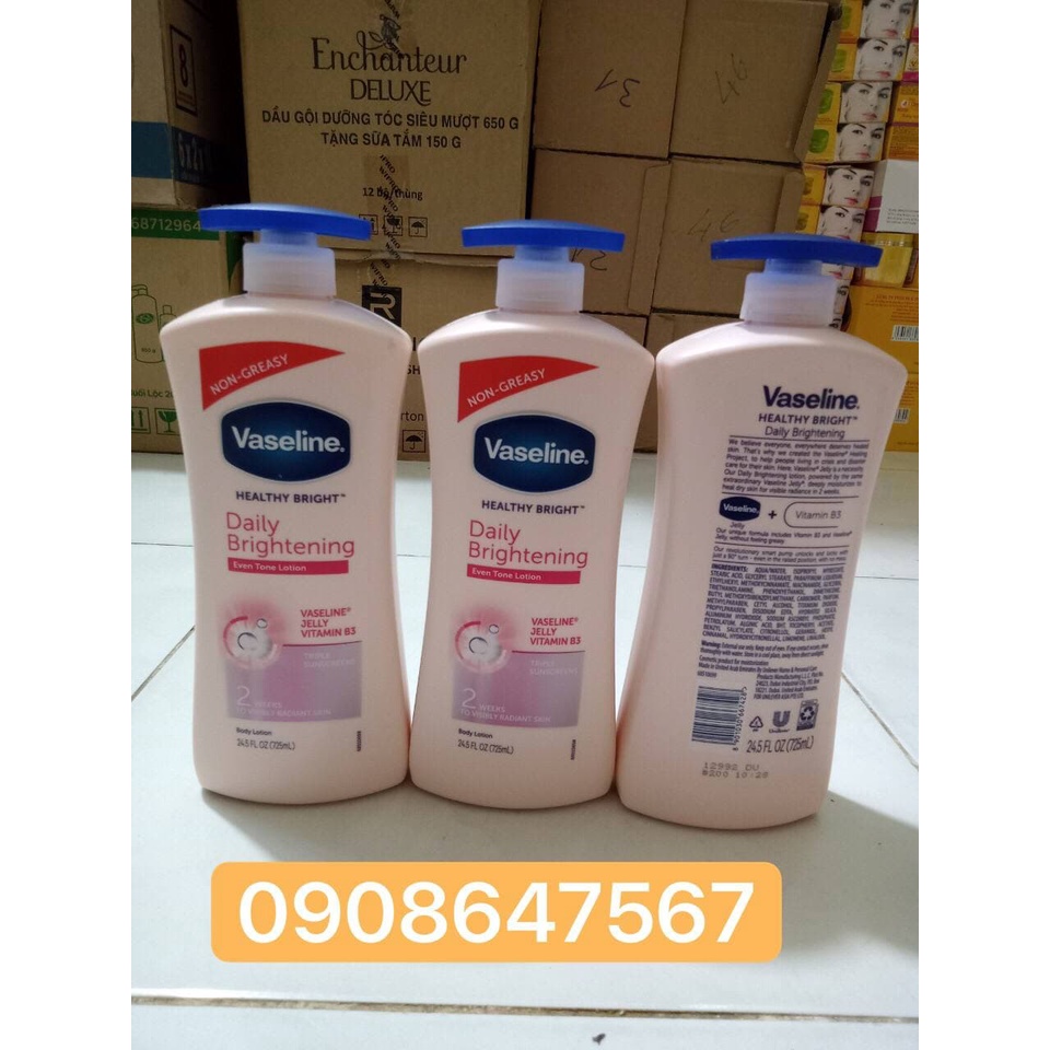 Sữa dưỡng thể vaseline màu hồng 725ml