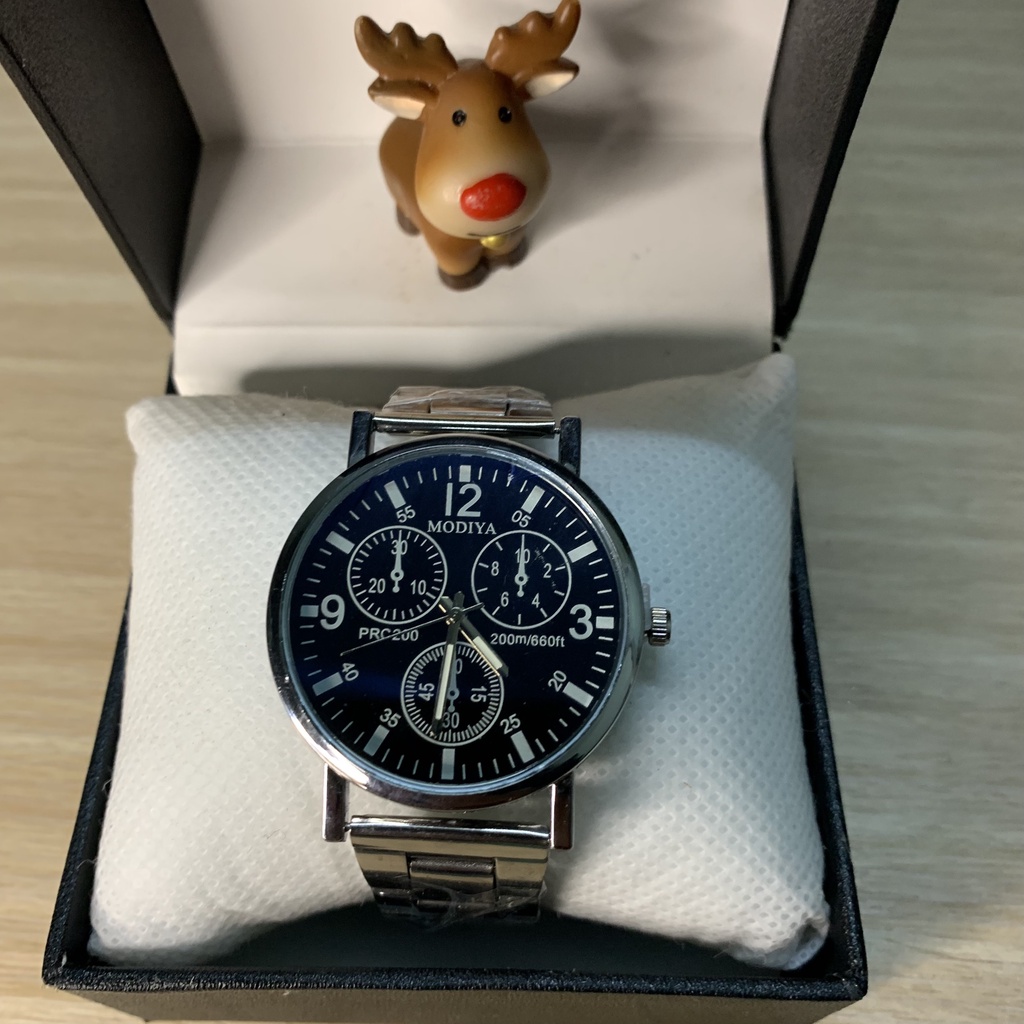 Đồng hồ nam  Modiya mặt xanh đen thép sang trọng , đồng hồ thời trang nam giá rẻ