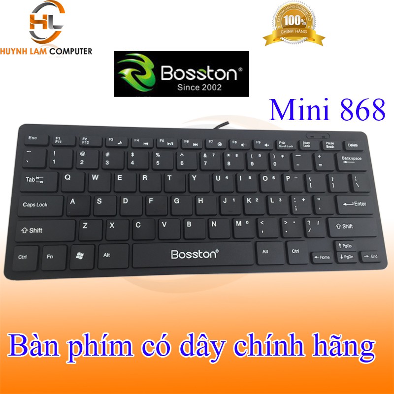 Bàn phím có dây mini Bosston 868 đen nhỏ gọn bấm rất đã VSP phân phối