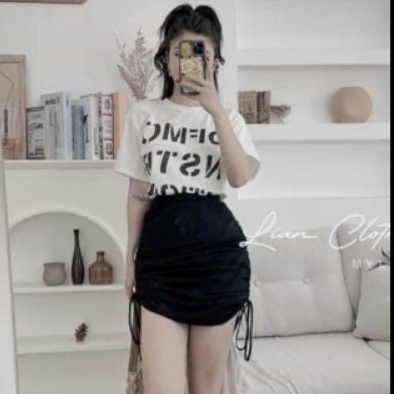 Chân váy rút 2 bên gối thun co giãn tôn dáng
