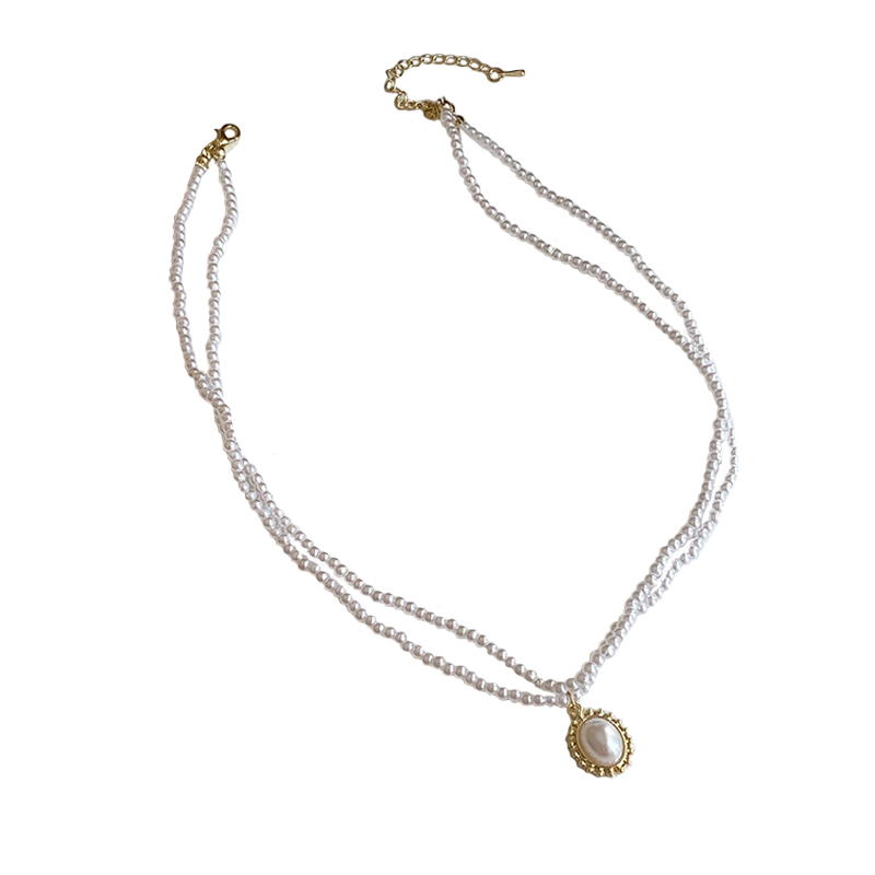 Dây Chuyền Hai Lớp Gắn Ngọc Trai Phong Cách Hàn Quốc 19804