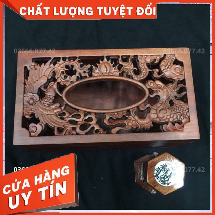 HÀNG CAO CẤP -  Hộp Đựng Khăn Giấy Ăn Gỗ Hương [Long Phụng] Sang Trọng, Cao Cấp  - Hàng Cao Cấp