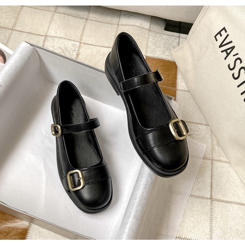 Giày Mary Jane 9029-9 hai khuy đế 3cm [ Wood shoes ]