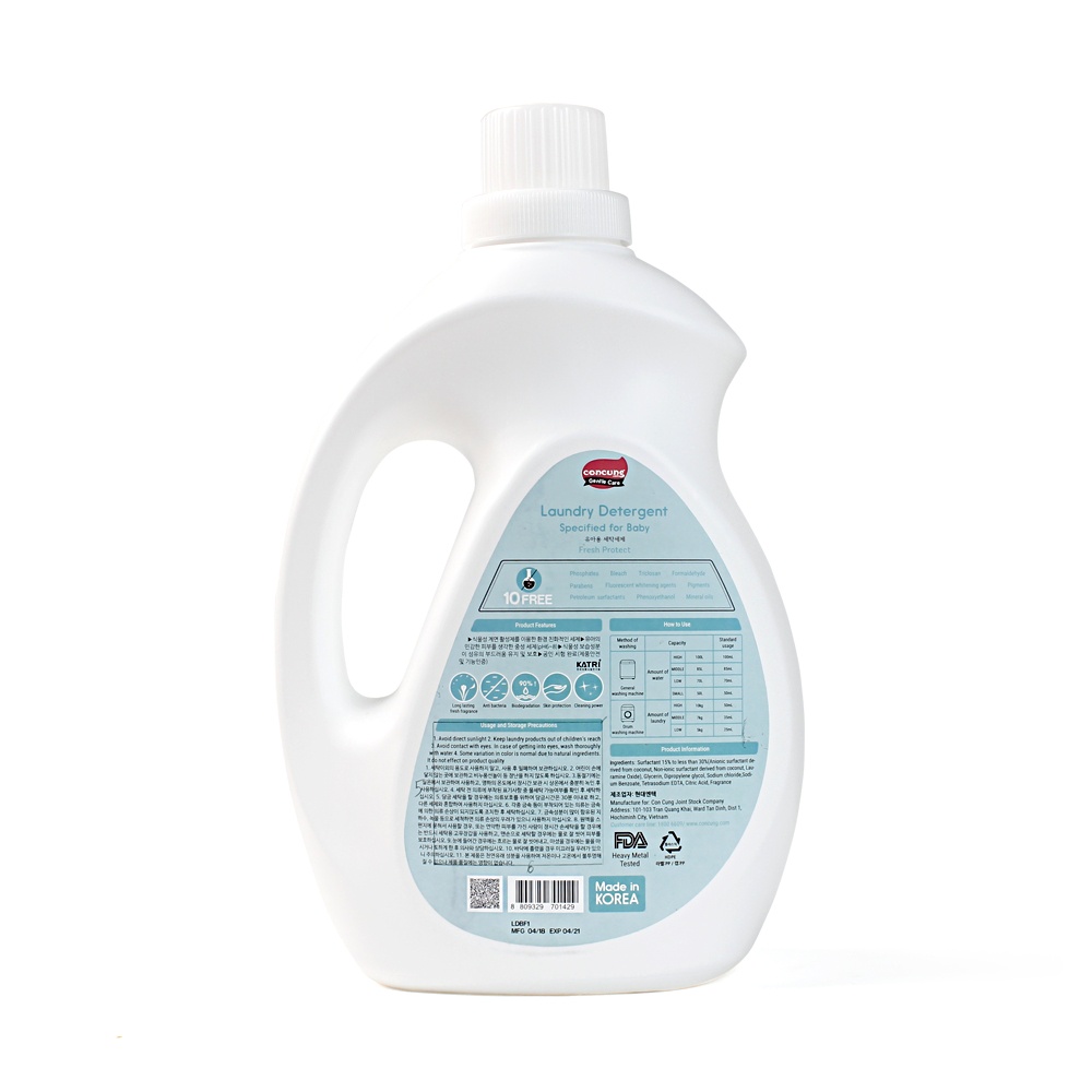 Nước giặt Hàn Quốc ConCung Gentle Care hương tươi mát chai 3L