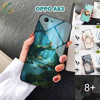 Ốp lưng kính OPPO A83 in 3D hìnhTotoro ngộ nghĩnh