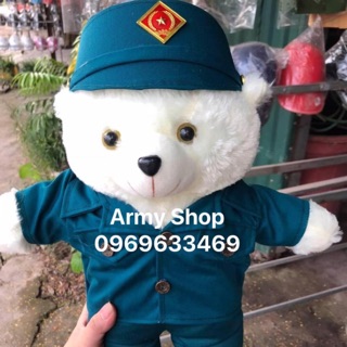 Gấu bông bộ đội dân quân tự vệ (nhận in tên)