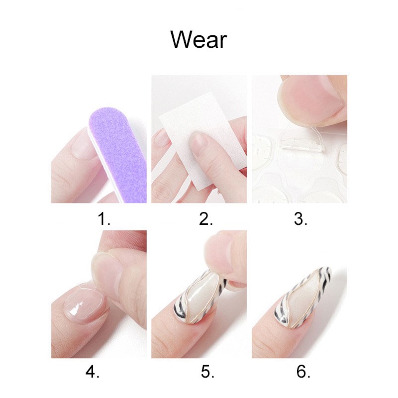 Miếng dán móng tay giả ROU BAO dạng thạch hai mặt chống nước màu hồng/ vàng/ trong suốt