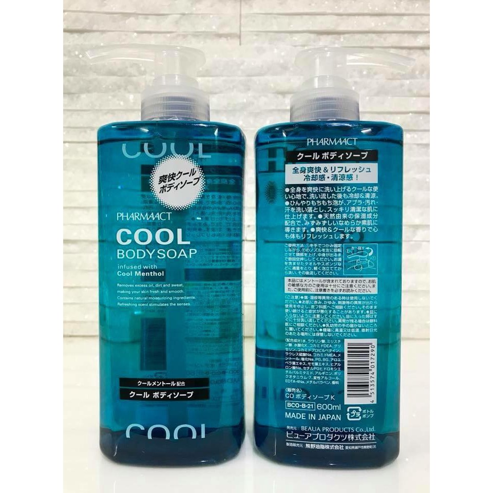 Sữa tắm nam Cool Body Soap Pharmaact 600ml - HÀNG NHẬT NỘI ĐỊA