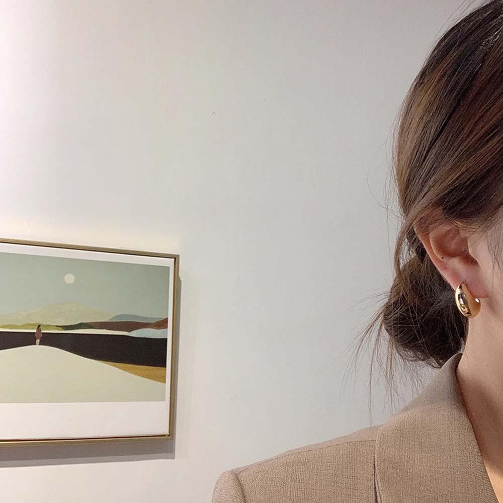 EXPEN Bông Tai Hình Tròn Đơn Giản Thời Trang Cho Nữ