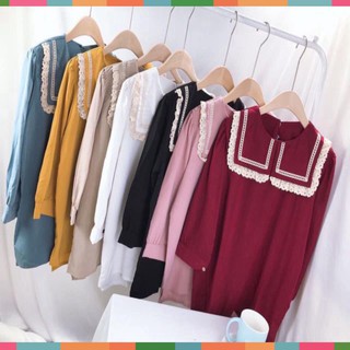 (sale) Áo babydoll kiểu vạt vuông viền ren tay lỡ (video+ảnh thật) (video+ảnh thật)