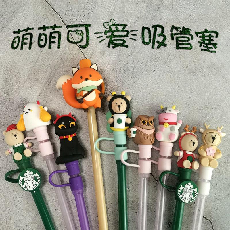 Nút Bịt Ống Hút Starbucks Chống Bụi Hình Hoạt Hình Dễ Thương