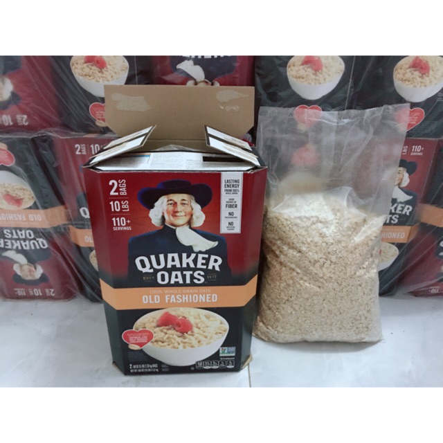 1/2 thùng yến mạch Quaker oats Mỹ đỏ hạt nguyên cán, gói 2,26kg