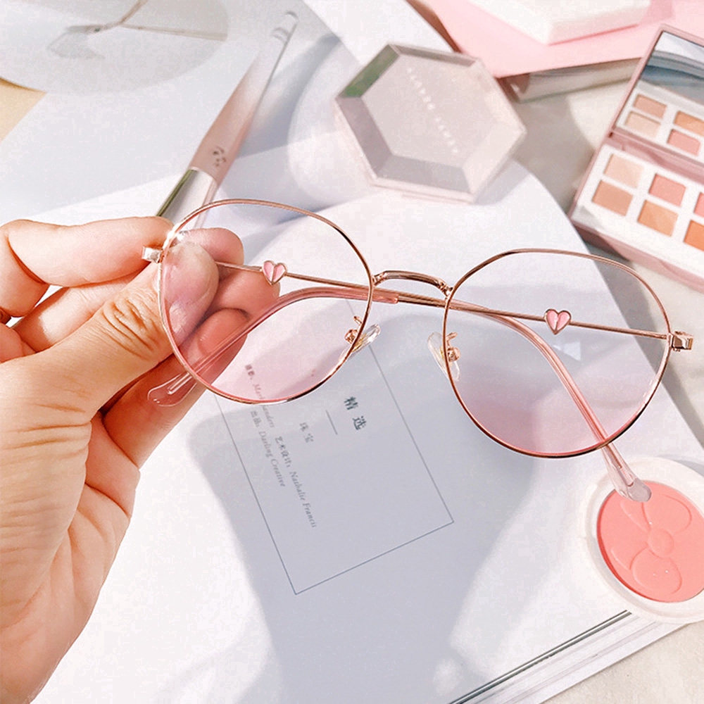 Kính mát nữ gọng kim loại hình trái tim màu gradient