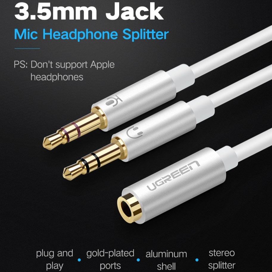 Ugreen Dây Cáp Tách Chữ Y Chuyển Đổi Cổng 3.5mm Sang 2 Đầu 3.5mm Cho Máy Tính
