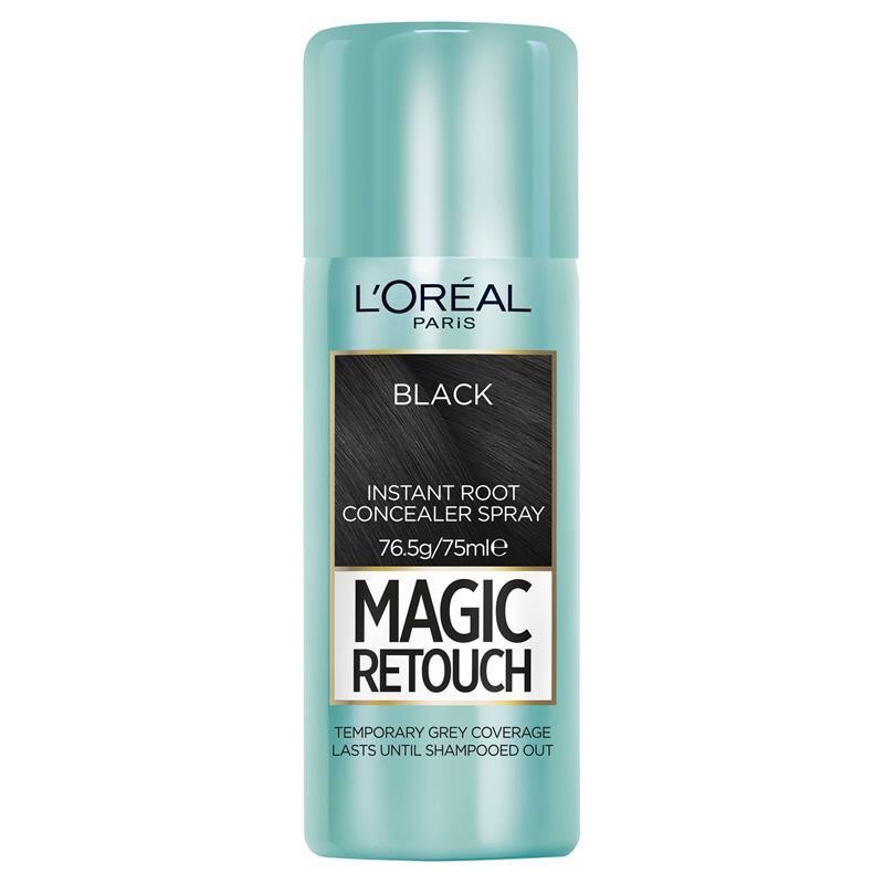Xịt nhuộm tóc phủ bạc tạm thời L'Oreal Paris Magic Retouch Temporary Root Concealer Spray - Black.Hàng Pháp