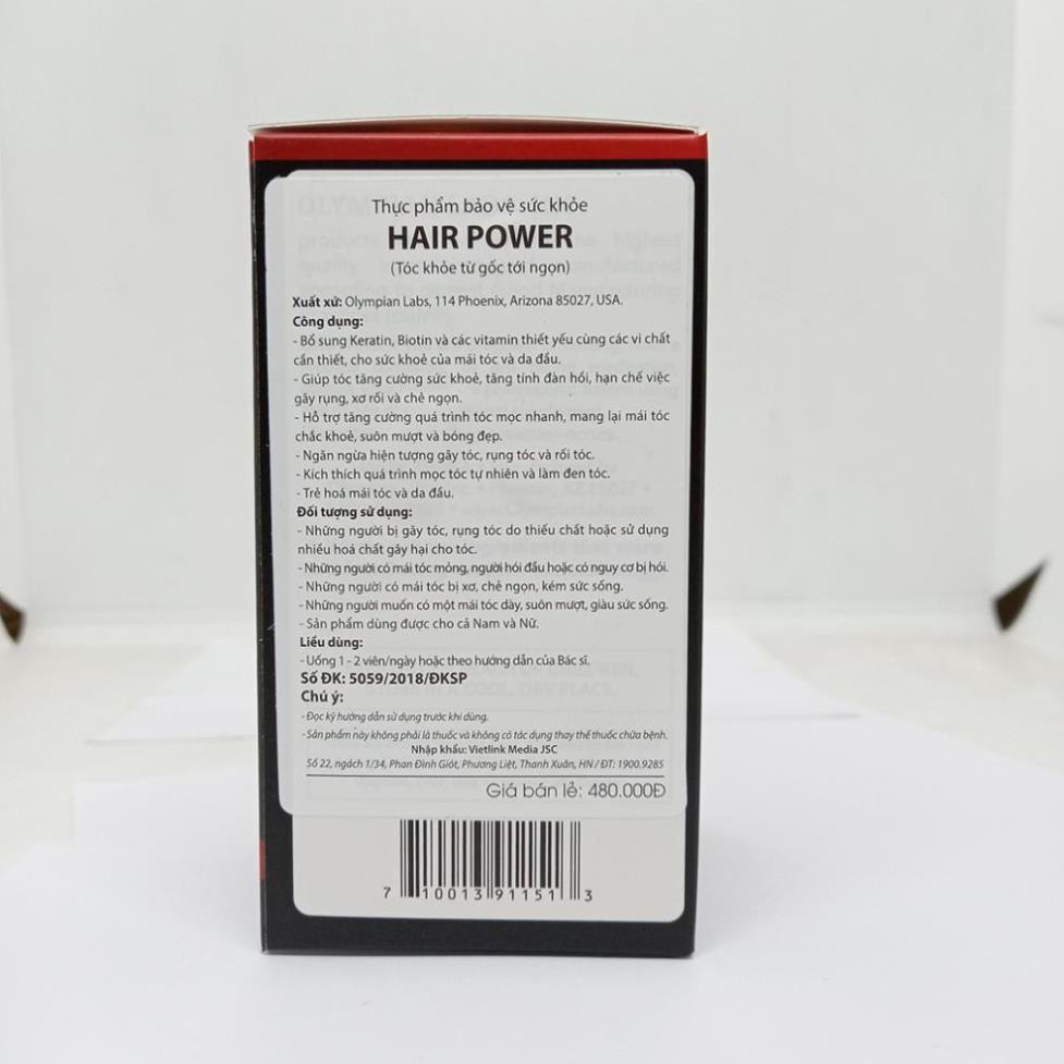 [GIÁ GỐC] Hair Power - Chống rụng tóc, kích thích mọc tóc hộp 40 viên