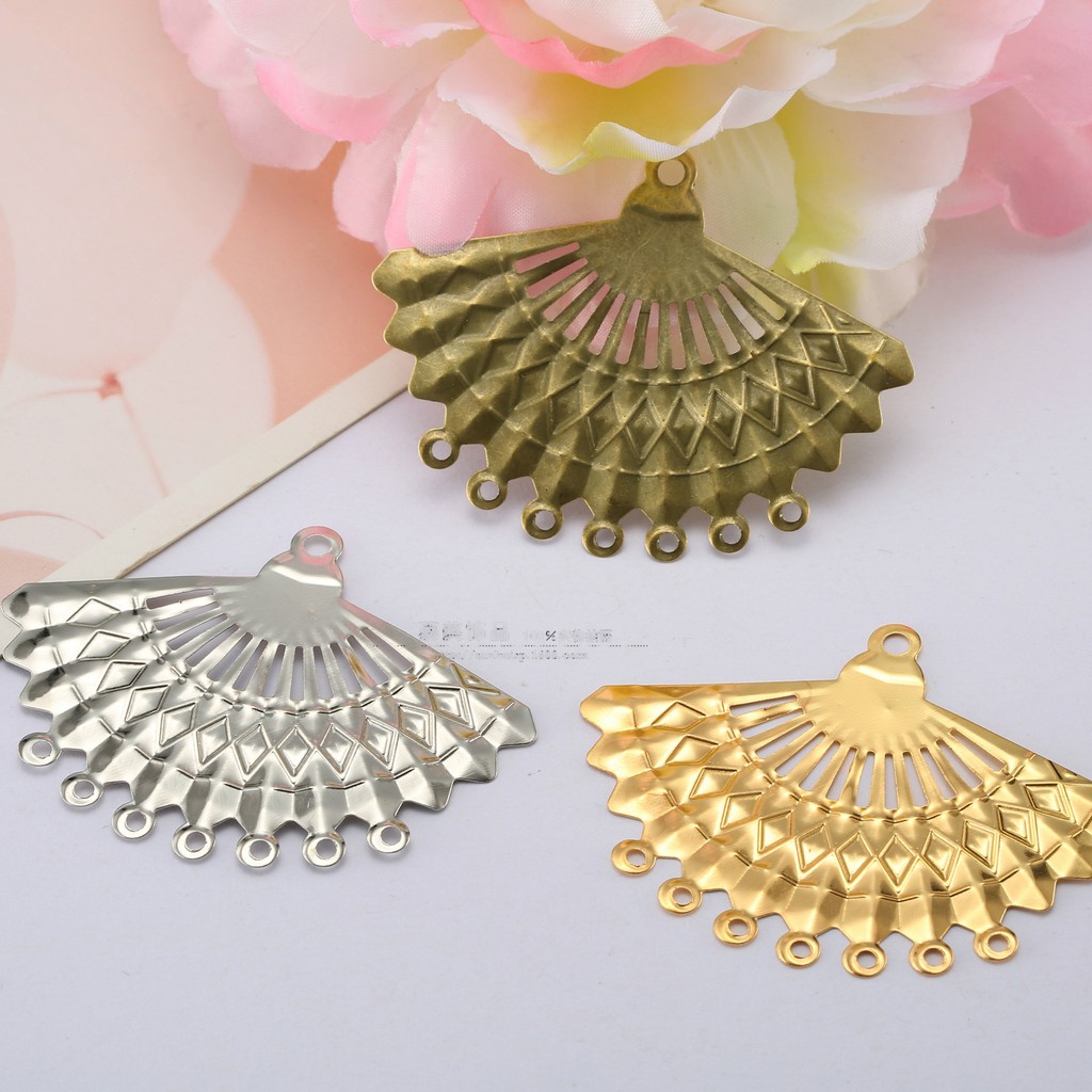 1 phiến họa tiết quạt 57*44mm nguyên liệu làm trâm làm trang sức cổ trang