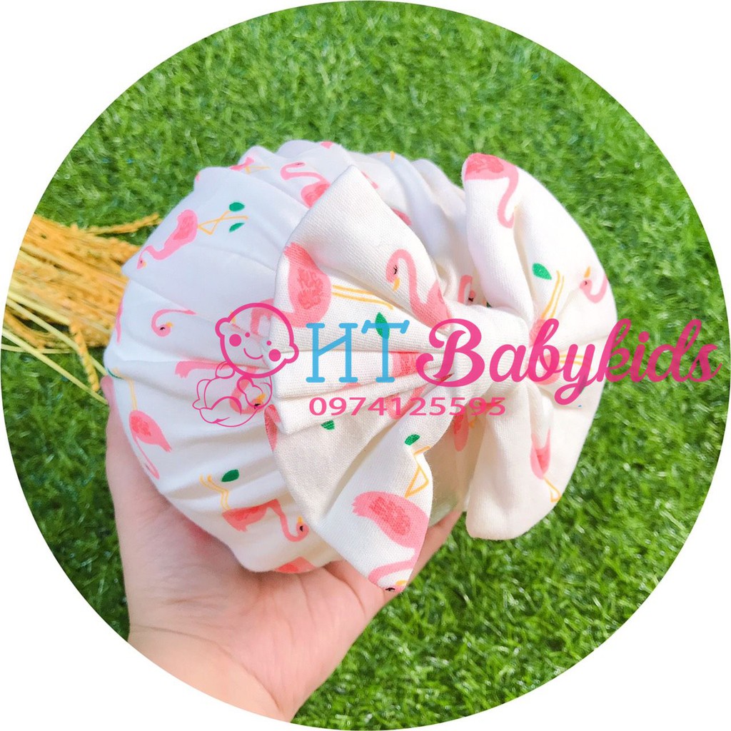 Nón Turban Cho Bé Gái Hồng Trắng Chim Hạc Nhiều Kiểu