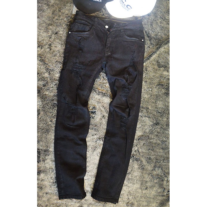 Quần Jeans nam rách full in black