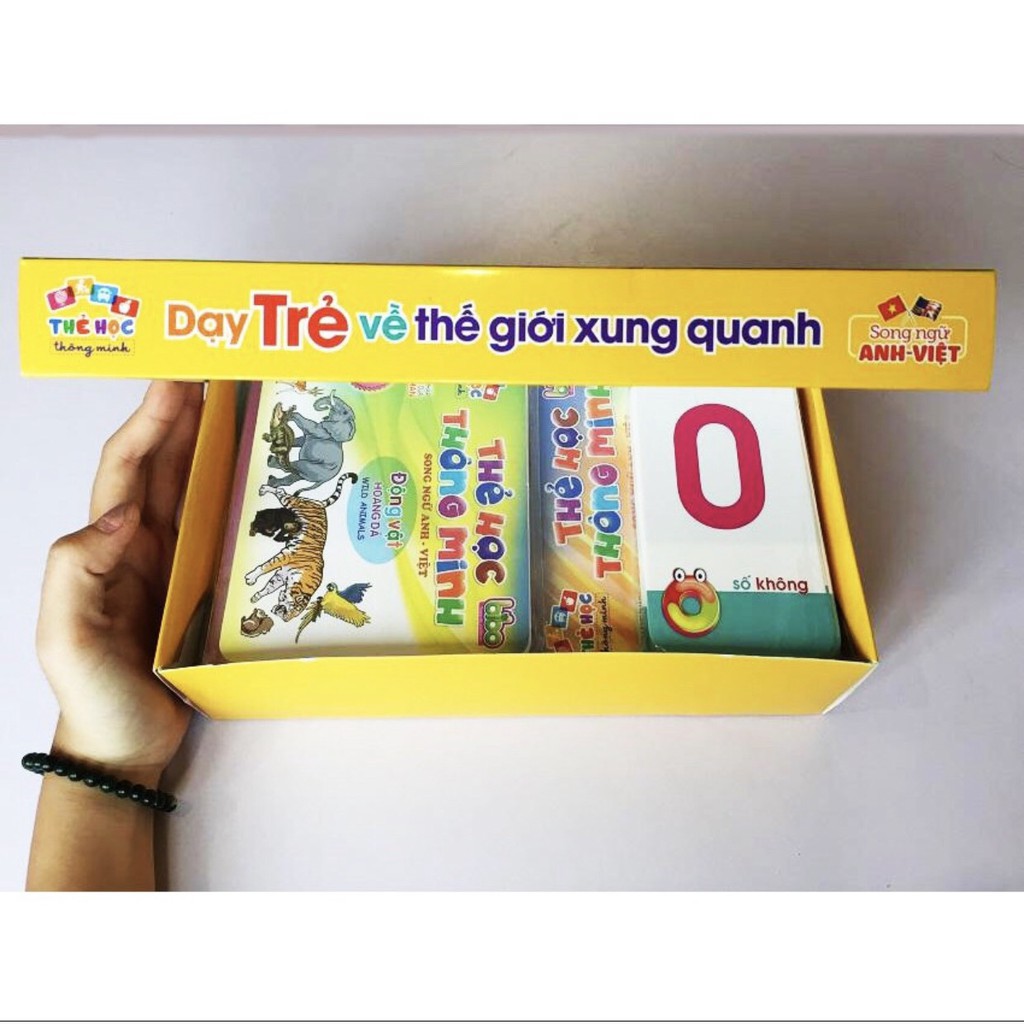 Bộ thẻ học thông minh Flashcard cho bé loại to 12x16cm , 12 chủ đề tặng thêm bộ chữ cái, số (270 thẻ)