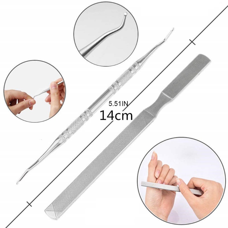 xiangbao 6pcs/set Cuticle Remover Kit Nail Clipper Trimmer for Cuticle Ingrown Nails Pedicure Manicure Tool