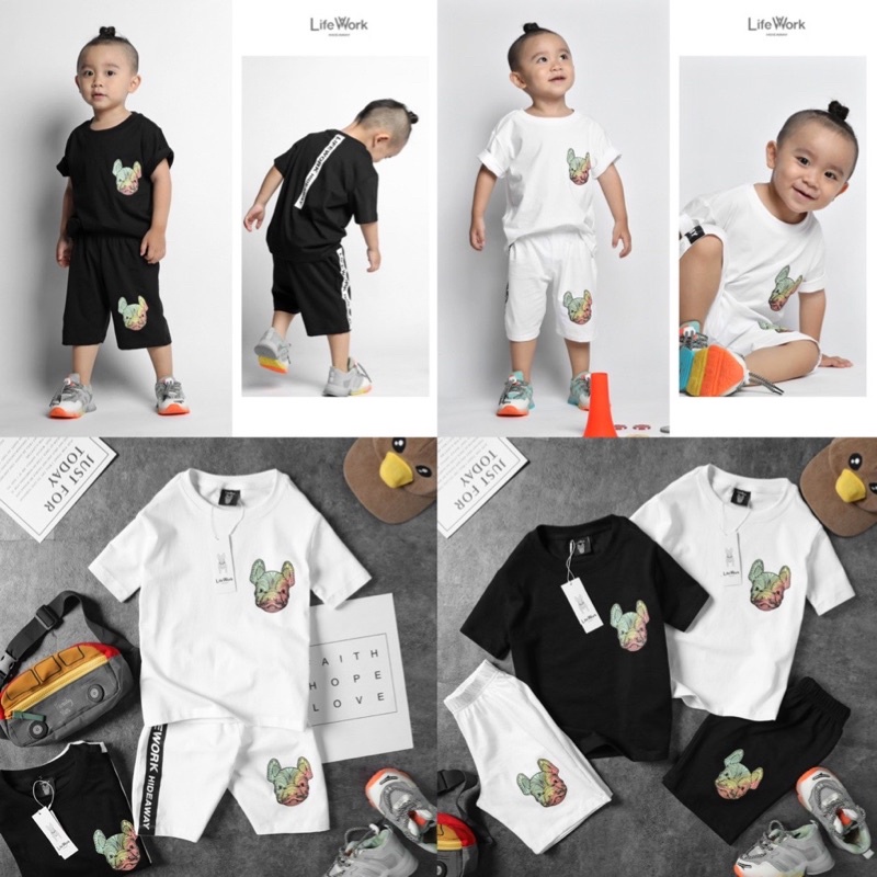 (ảnh thật) Set kids LjfeWork 2 màu trắng - đen