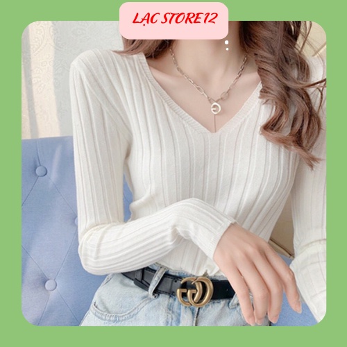 Áo len nữ cổ chữ V dài tay kiểu dáng Hàn Quốc mới nhất