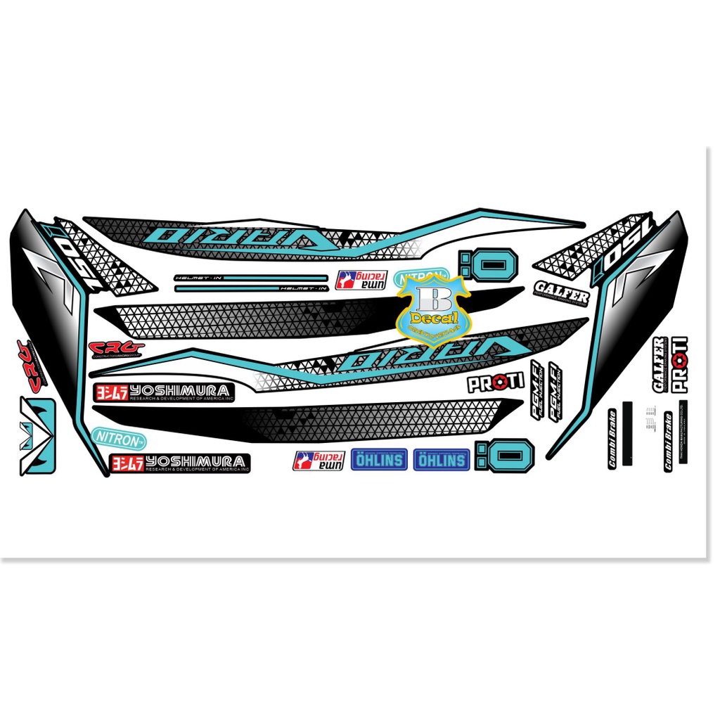 ( Quí khách vui lòng mang ra tiệm cho thợ dán ) Tem vario 150 xanh đen 60 20